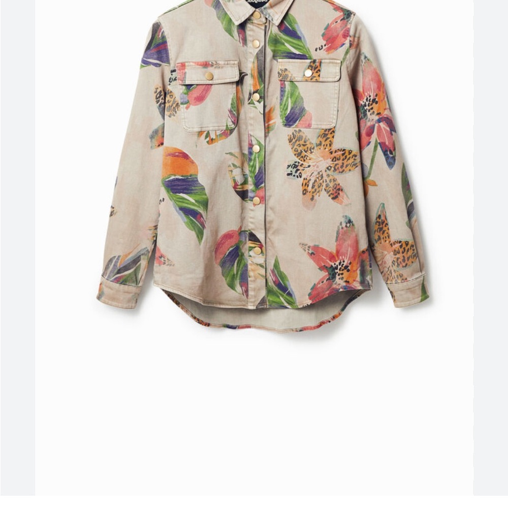 NWT Desigual floral denim-like shirt, size M